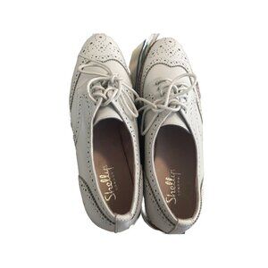 Shellys London Platform lace up Shoes White Leather  Sneaker Made in Spain 9